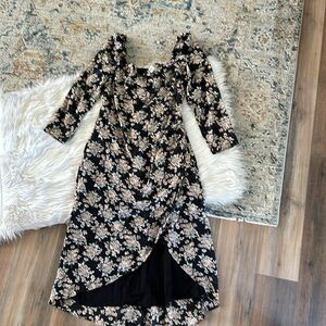 Lush Floral Long Sleeve Midi Dress